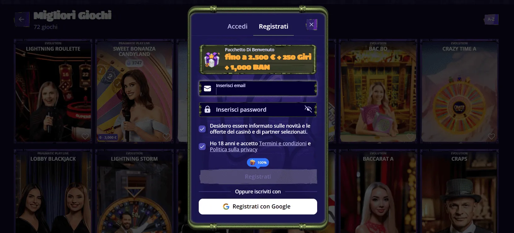 Registrazione su BonusKong